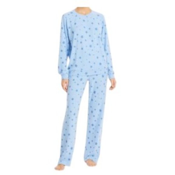 Aqua Lounge Pajama Set Star Print Blue Medium NWT - Picture 3 of 3